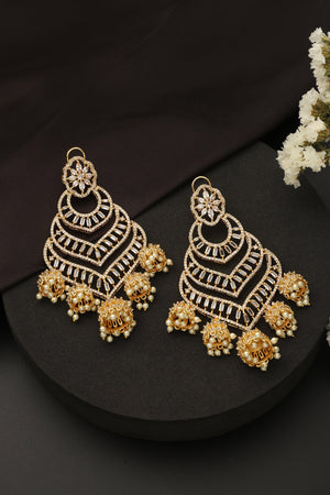 Gold Statement CZ Earrings