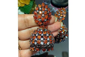 Orange CZ Jhumkas