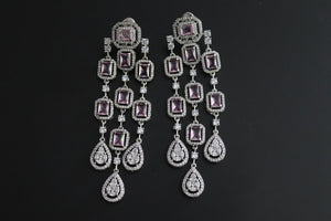 Pink Long CZ Earrings