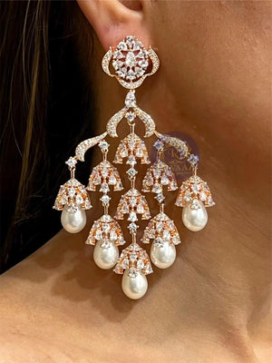 Stella Rose Gold CZ Diamond Chandelier Earrings