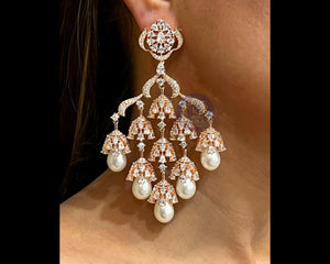 Stella Rose Gold CZ Diamond Chandelier Earrings