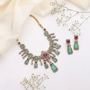Elara Mint Ruby Doublets Royale Necklace Set