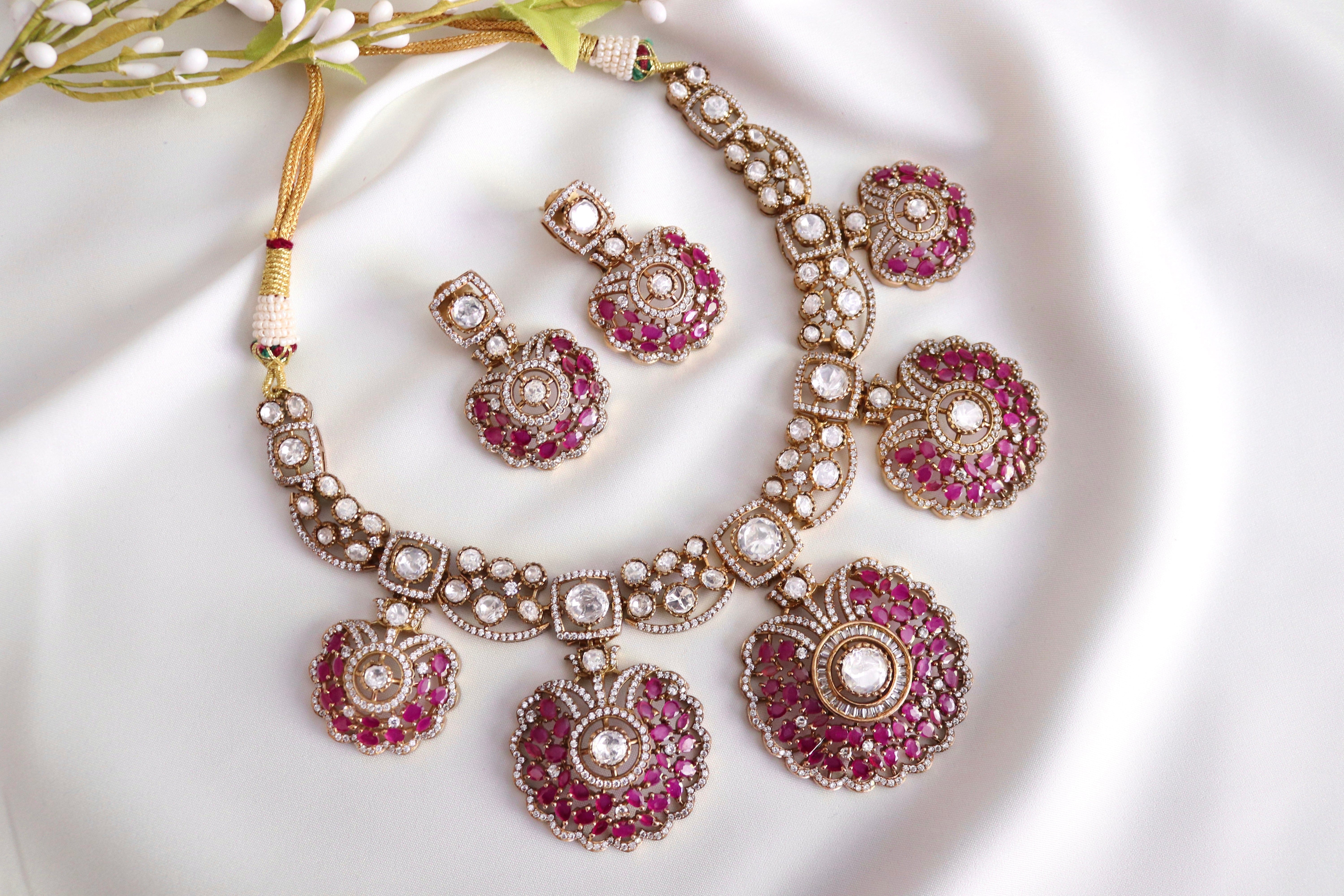 Elora CZ Necklace Set | Indian Bridal Jewelry USA | My Rivaaz