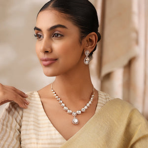 Eternity Drop Uncut Polki Set with Teardrop Necklace & Earrings