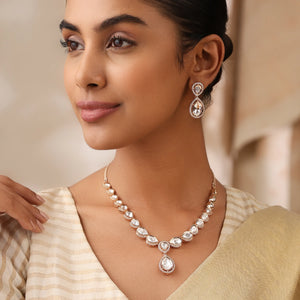 Eternity Drop Uncut Polki Set with Teardrop Necklace & Earrings