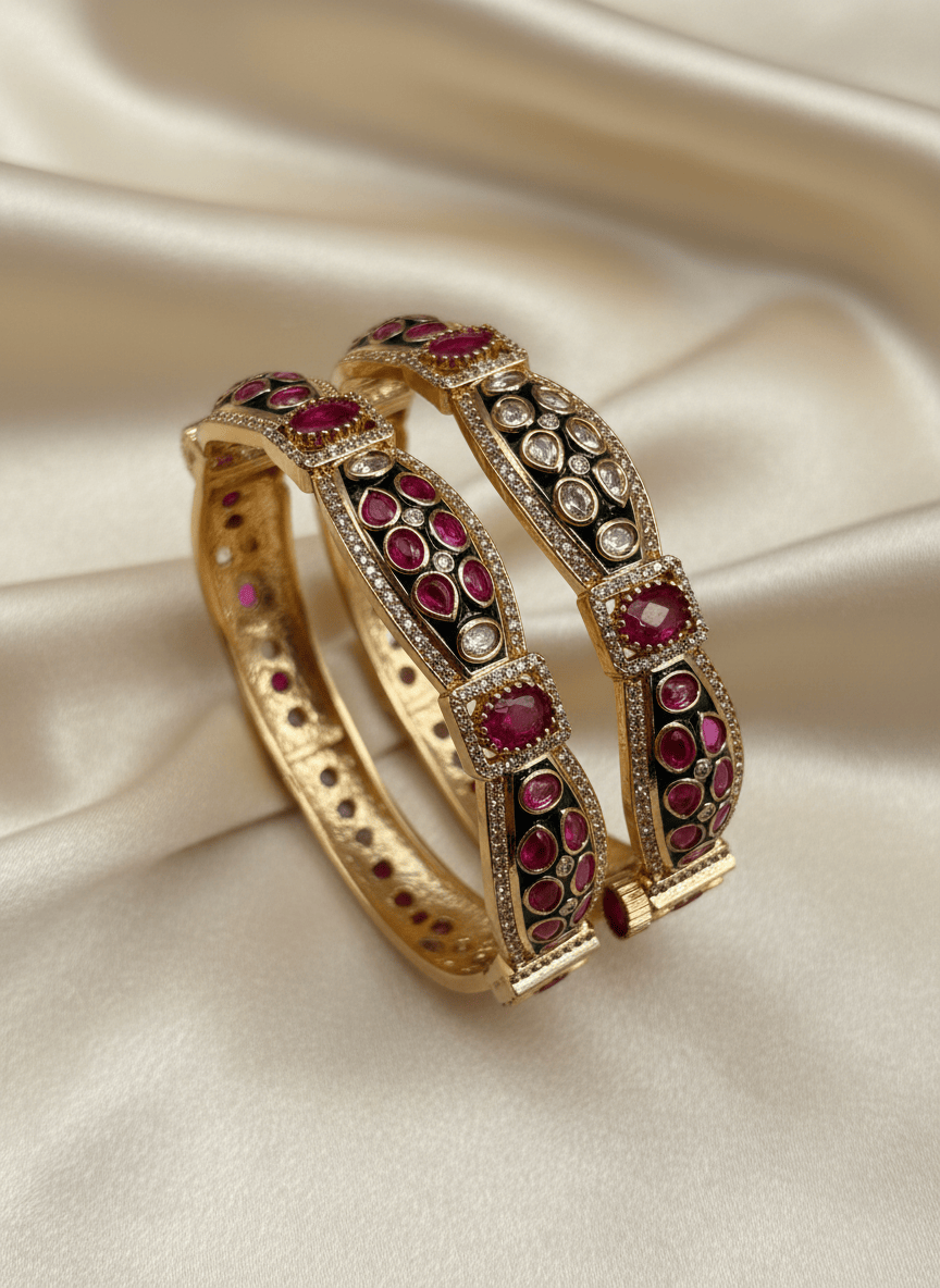 Fine Kundan Openable Bangle Pair