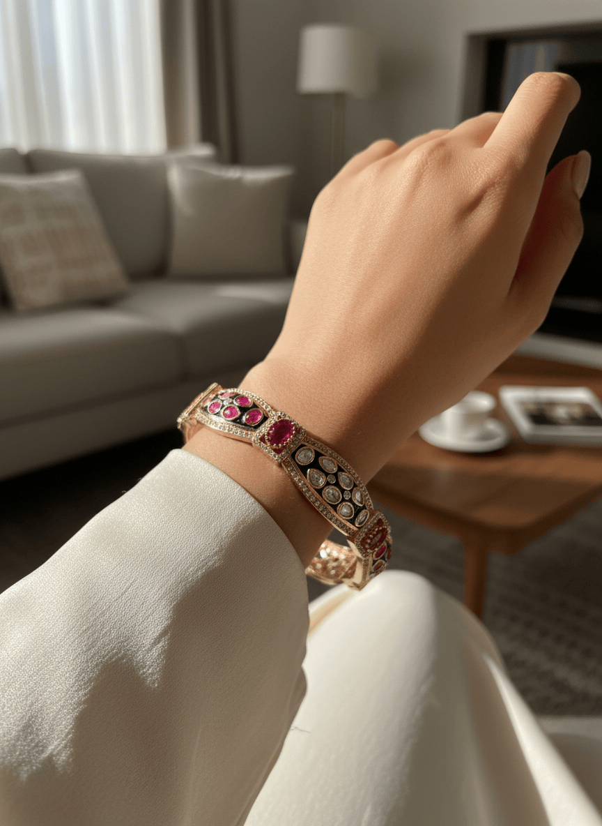 Fine Kundan Openable Bangle Pair