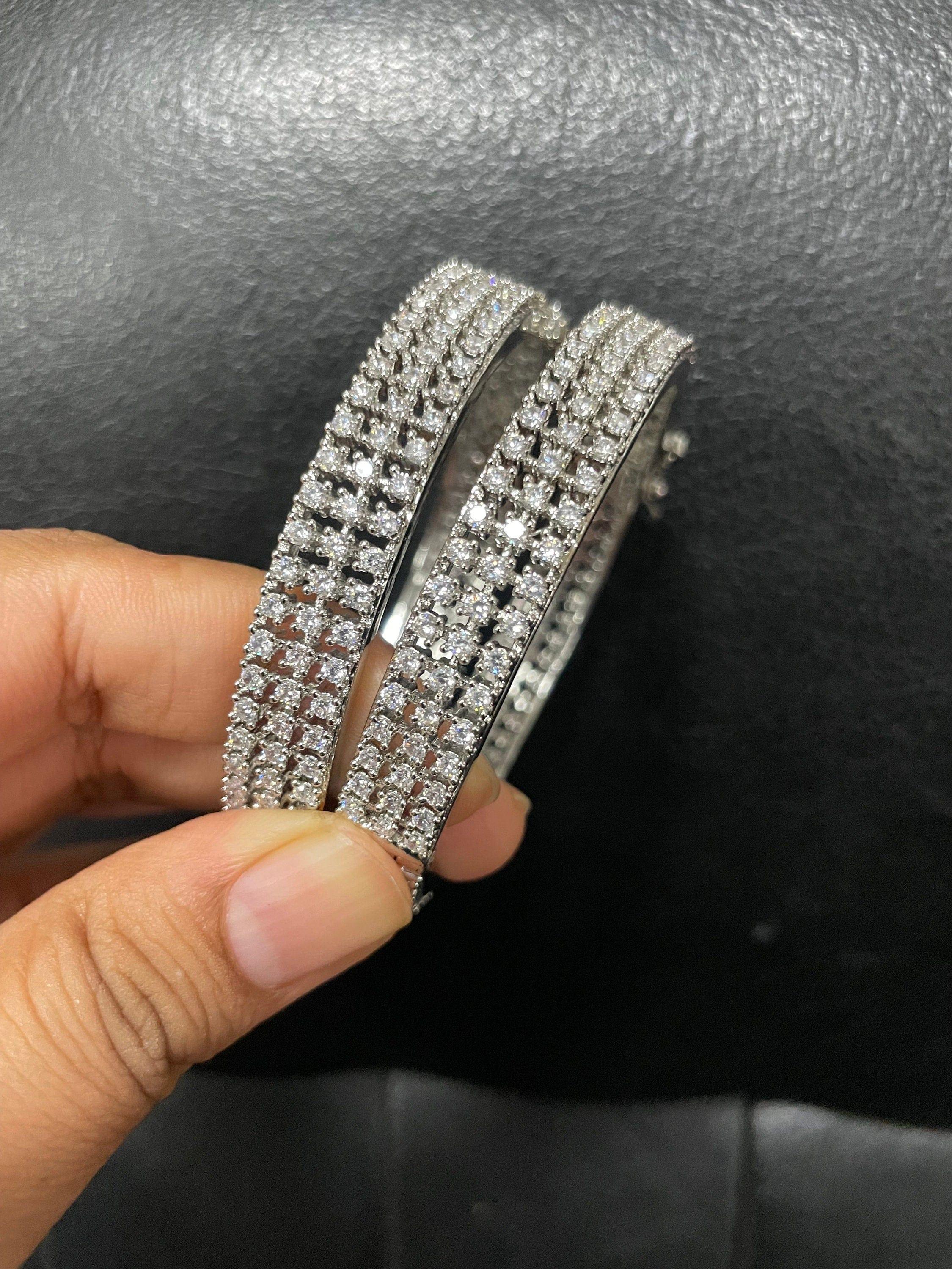 GlambyRivaaz Bangles and Bracelets Yana CZ Openable Bangle Set