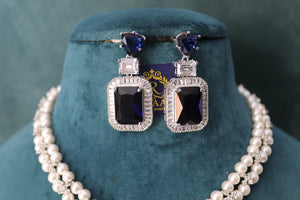 GlambyRivaaz Clearance Sale Sold Out Sapphire Pearl Diamond CZ Necklace  Statement Jewelry American Diamond Statement Necklace Indian Jewelry blue CZ Necklace Indian