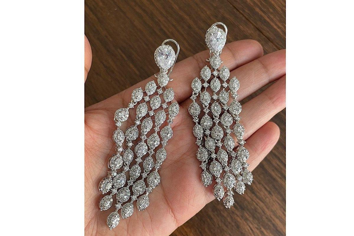 GlambyRivaaz Earrings Waterfall CZ Diamond Earrings