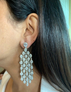 GlambyRivaaz Earrings Waterfall CZ Diamond Earrings