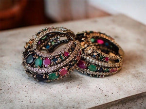 GlambyRivaaz Earrings Zina Multicolored Diamond hoops