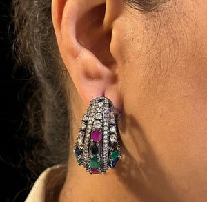 GlambyRivaaz Earrings Zina Multicolored Diamond hoops