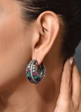 GlambyRivaaz Earrings Zina Multicolored Diamond hoops
