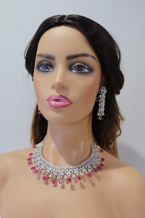 GlambyRivaaz Necklaces June Silver Ruby Diamond Necklace