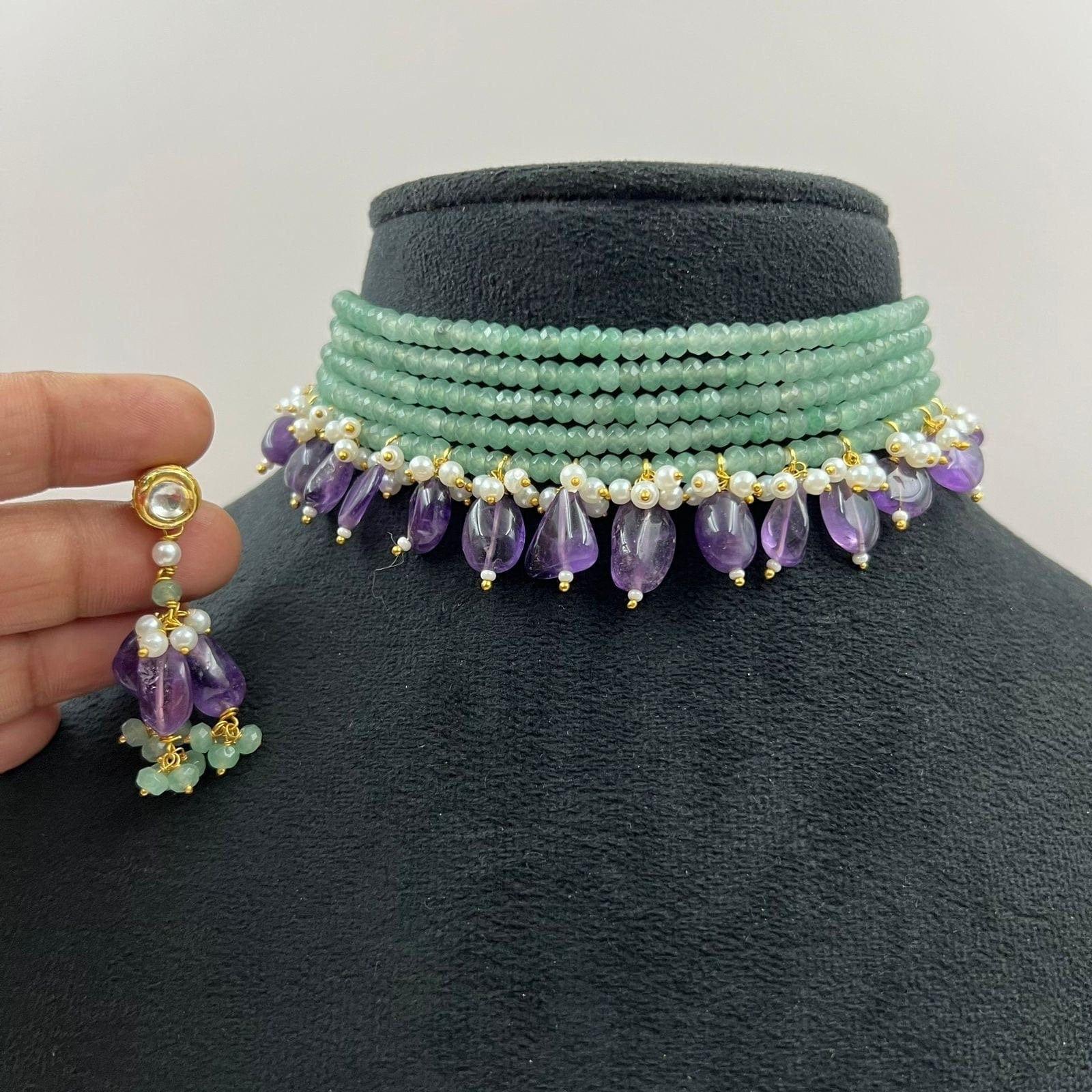 GlambyRivaaz Necklaces Mint Beads Choker