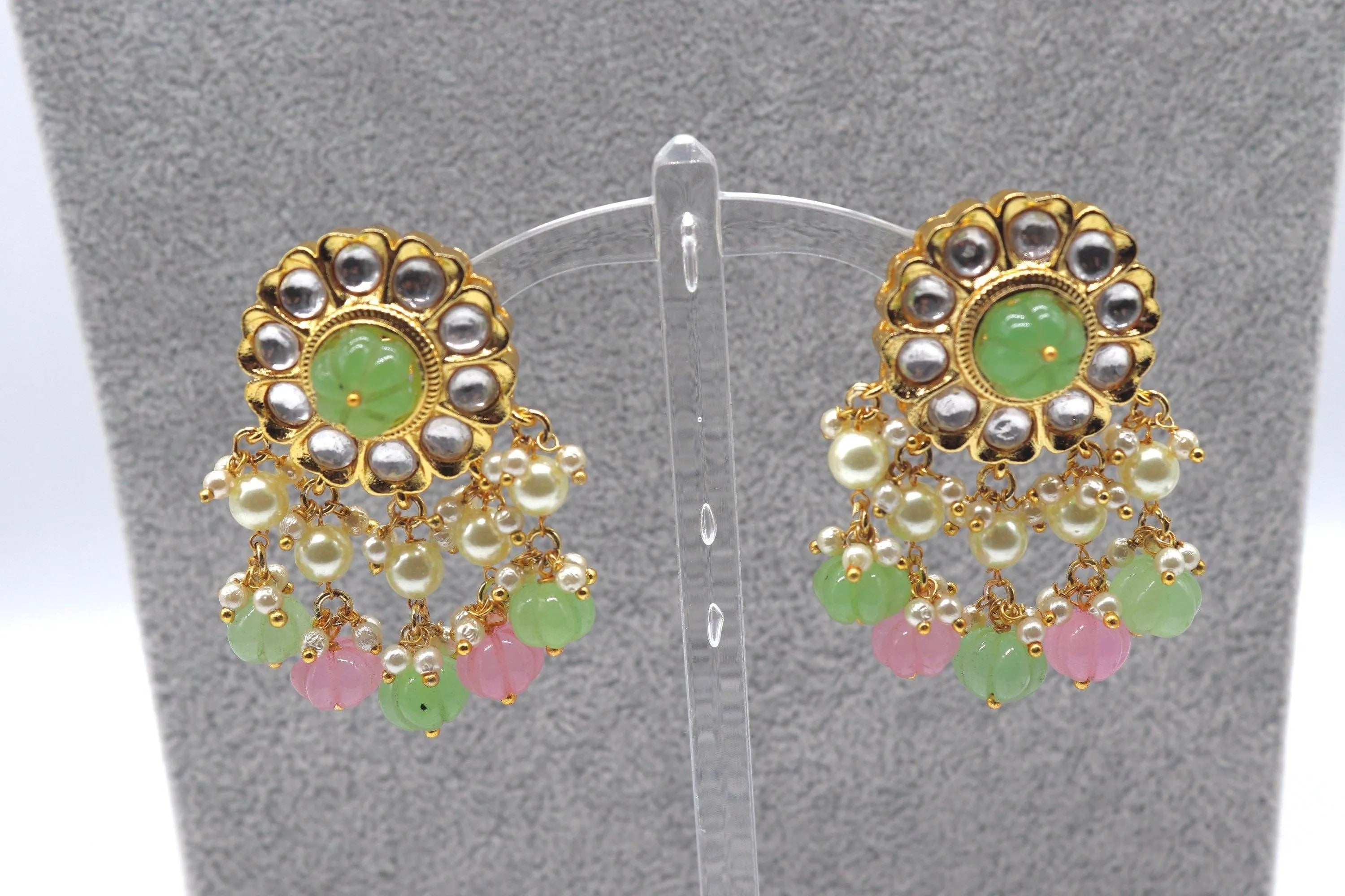 GlambyRivaaz Necklaces Pre Order Mint Pink Melon Beads Fine kundan Choker/ Indian Kundan Choker / Indian Jewelry/ Indian Choker/ Kundan Jewelry/ Indian necklace