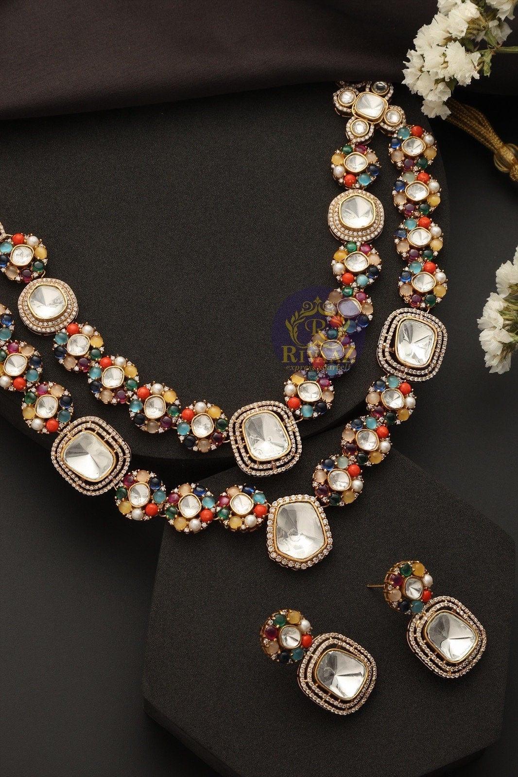 GlambyRivaaz Necklaces Sri Navratan Kundan Necklace