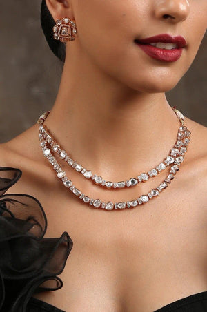 GlambyRivaaz Necklaces Uncut Polki Rose Gold Necklace