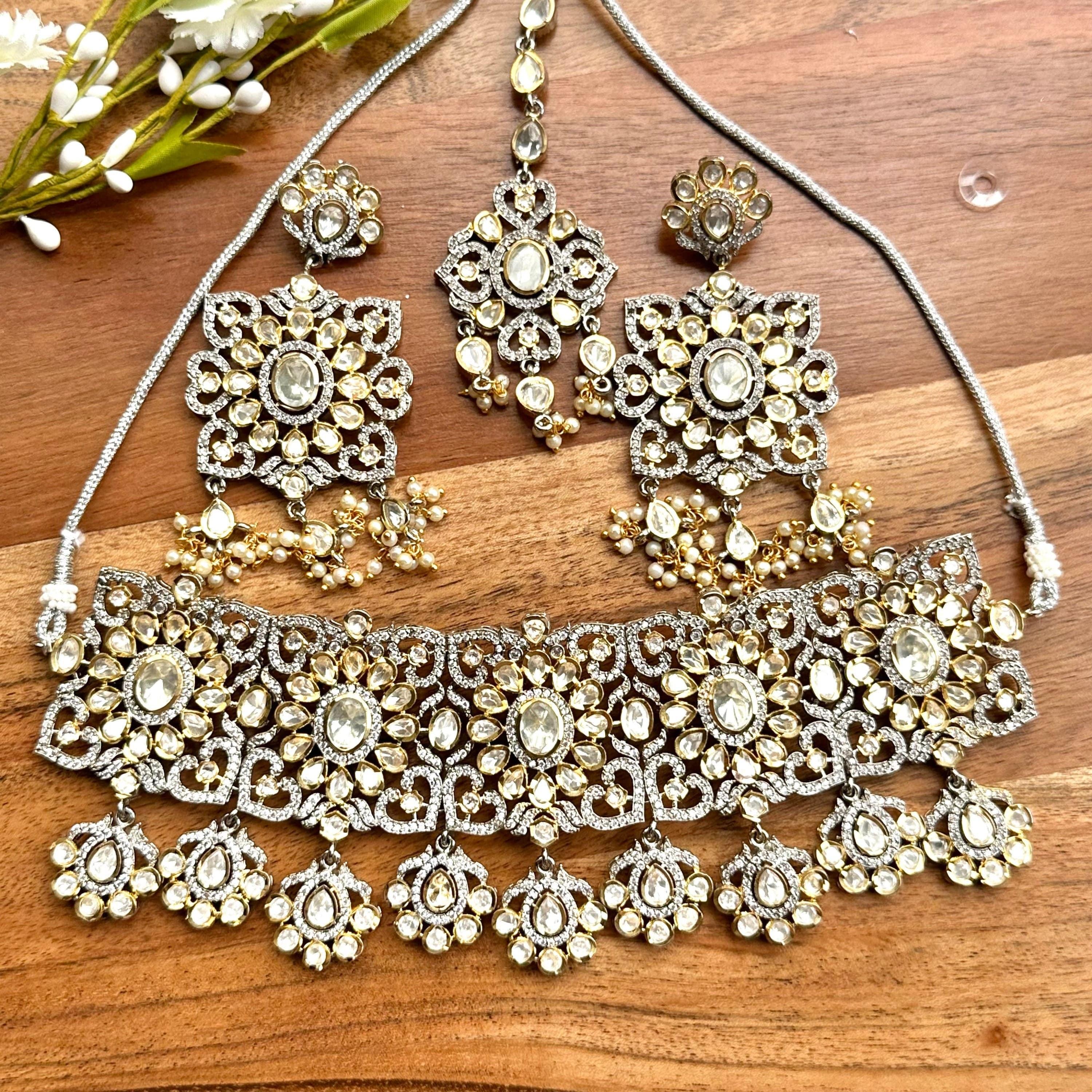 GlambyRivaaz Necklaces Victorian Choker Indian Jewelry Set
