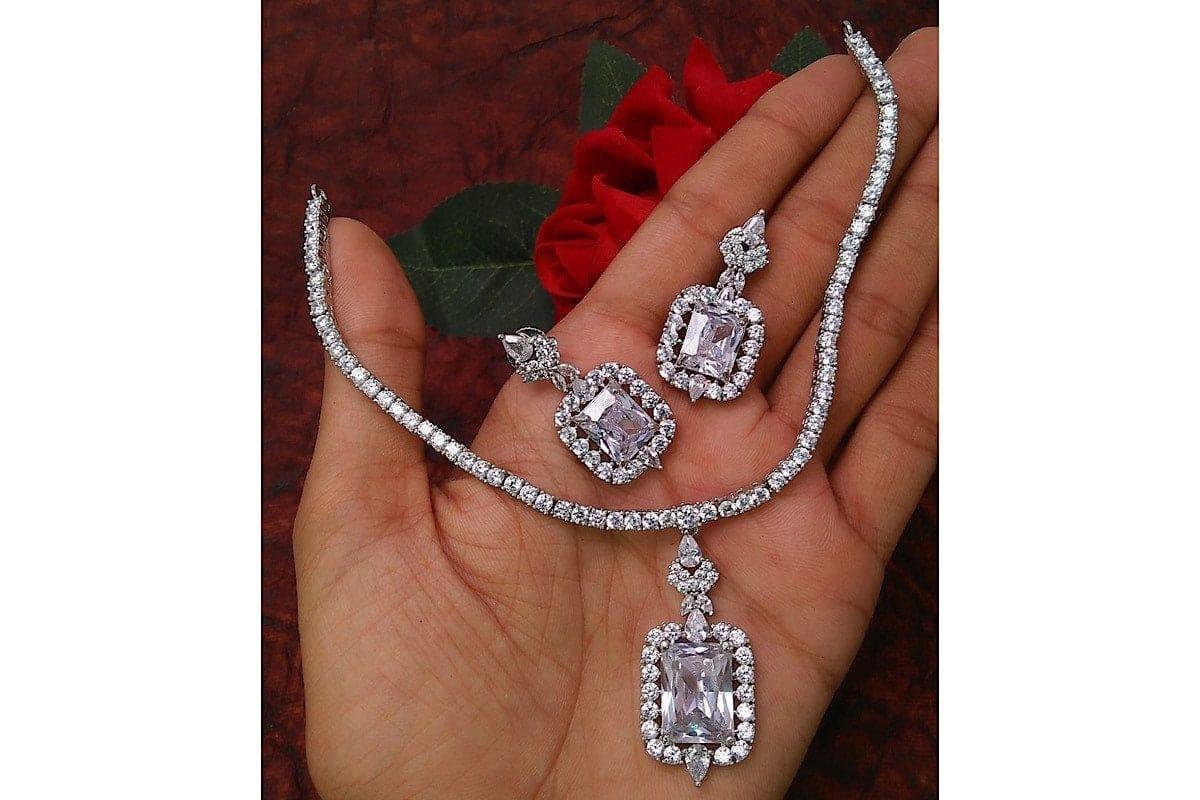 GlambyRivaaz Necklaces White CZ Pendant Necklace