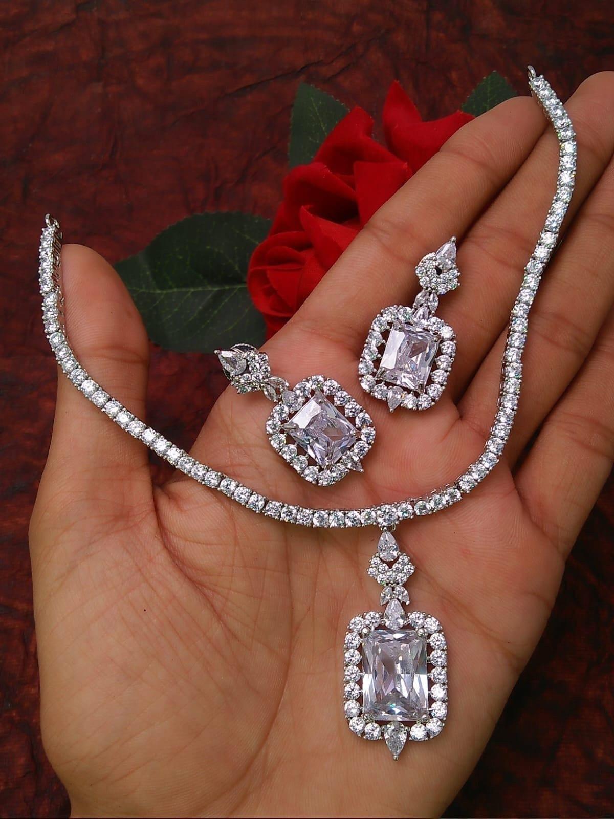GlambyRivaaz Necklaces White CZ Pendant Necklace