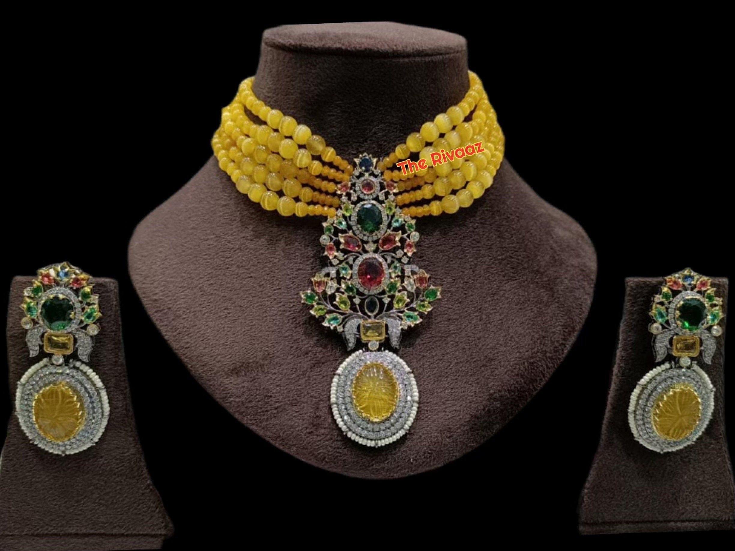 GlambyRivaaz Necklaces Yellow Sabya inspired choker Haldi Necklace