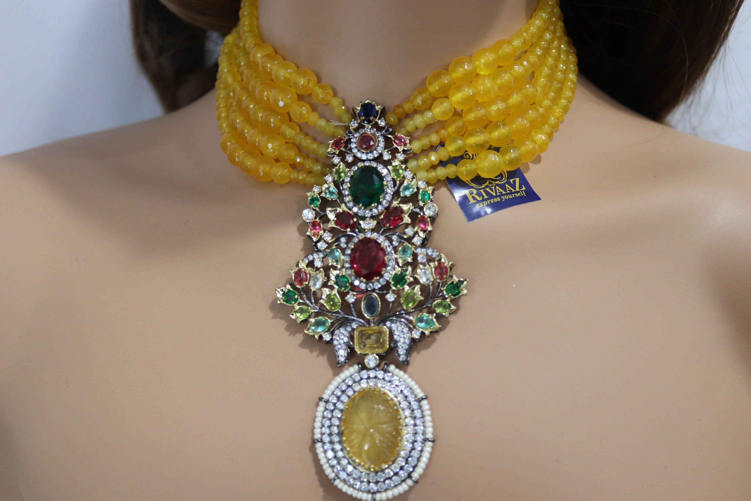 GlambyRivaaz Necklaces Yellow Sabya inspired choker Haldi Necklace