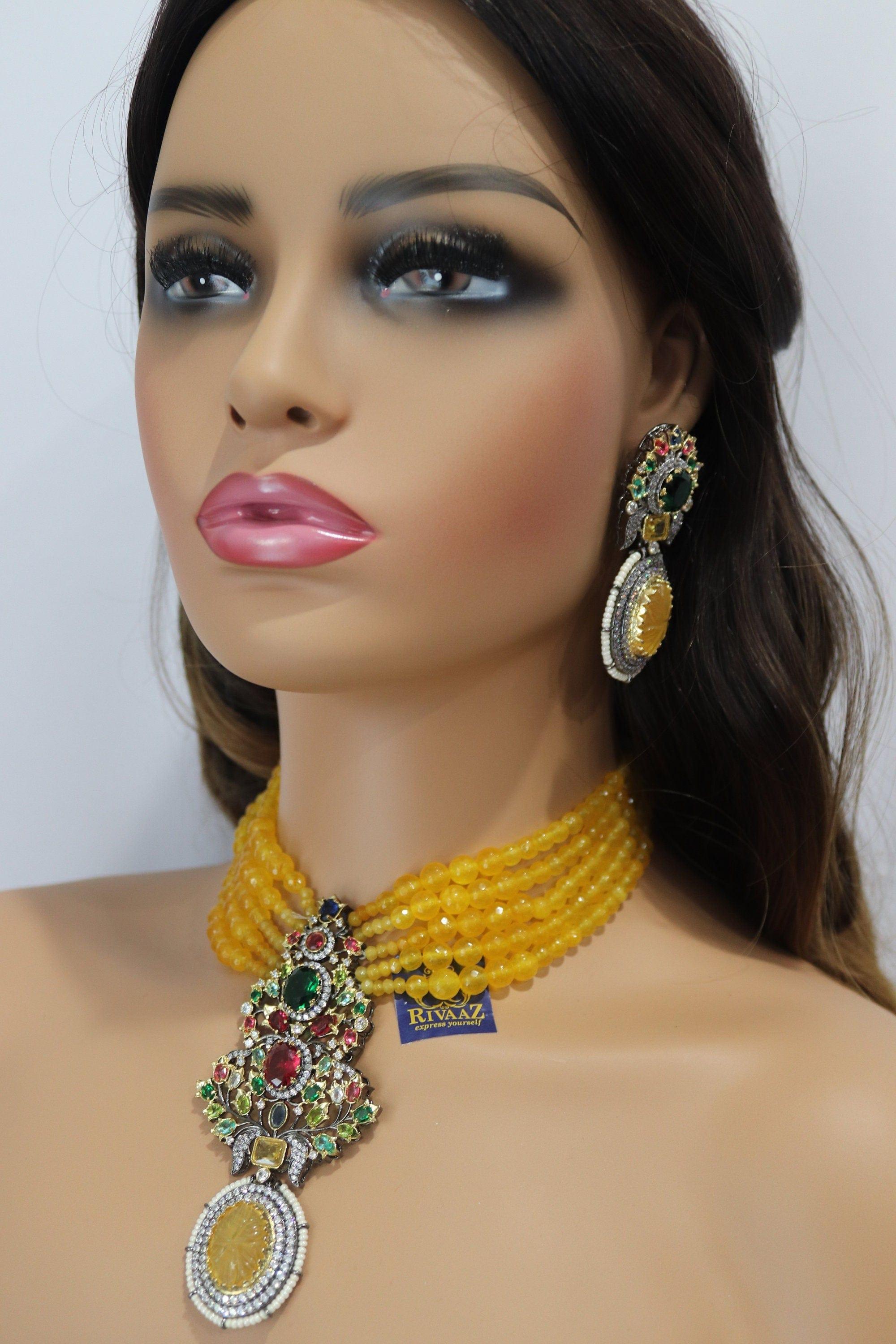 GlambyRivaaz Necklaces Yellow Sabya inspired choker Haldi Necklace
