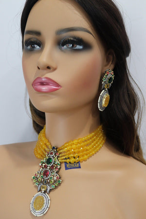 GlambyRivaaz Necklaces Yellow Sabya inspired choker Haldi Necklace