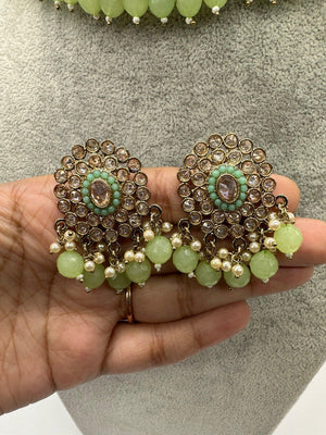 GlambyRivaaz Necklaces Zia Mint Polki Choker Set