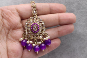 GlambyRivaaz Necklaces Zia Purple Polki Choker Set