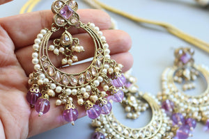 GlambyRivaaz Necklaces Ziva Lavender Polki Choker Set