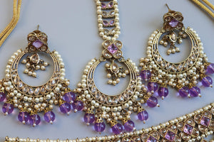 GlambyRivaaz Necklaces Ziva Lavender Polki Choker Set