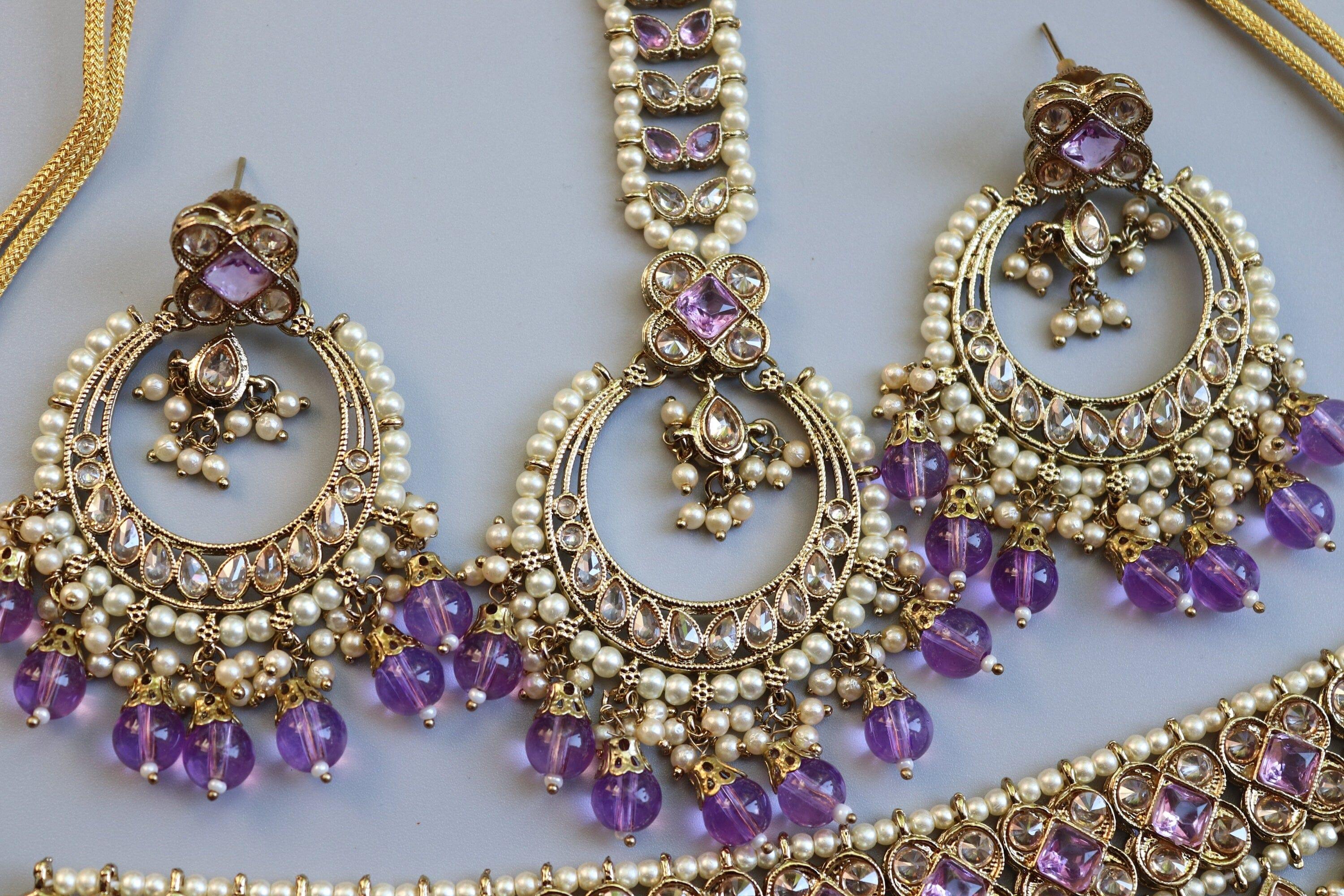 GlambyRivaaz Necklaces Ziva Lavender Polki Choker Set