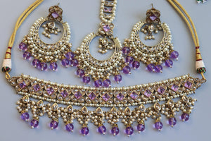 GlambyRivaaz Necklaces Ziva Lavender Polki Choker Set