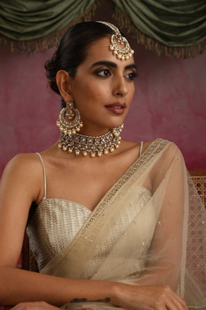 GlambyRivaaz Necklaces Ziva Maroon Polki Choker Set