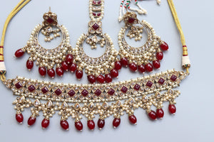 GlambyRivaaz Necklaces Ziva Maroon Polki Choker Set