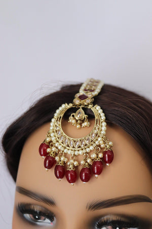 GlambyRivaaz Necklaces Ziva Maroon Polki Choker Set
