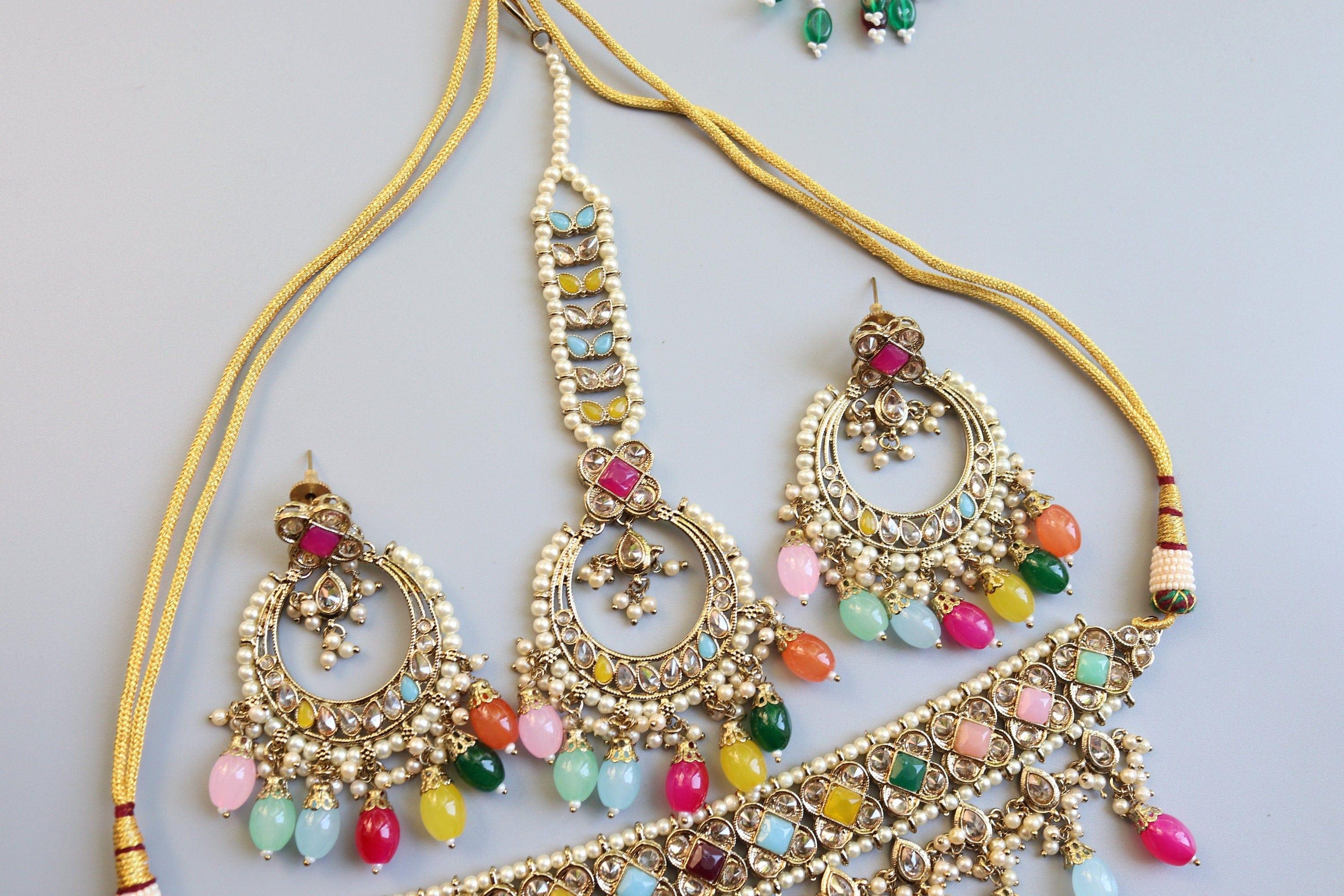 GlambyRivaaz Necklaces Ziva Multicolored Polki Choker Set
