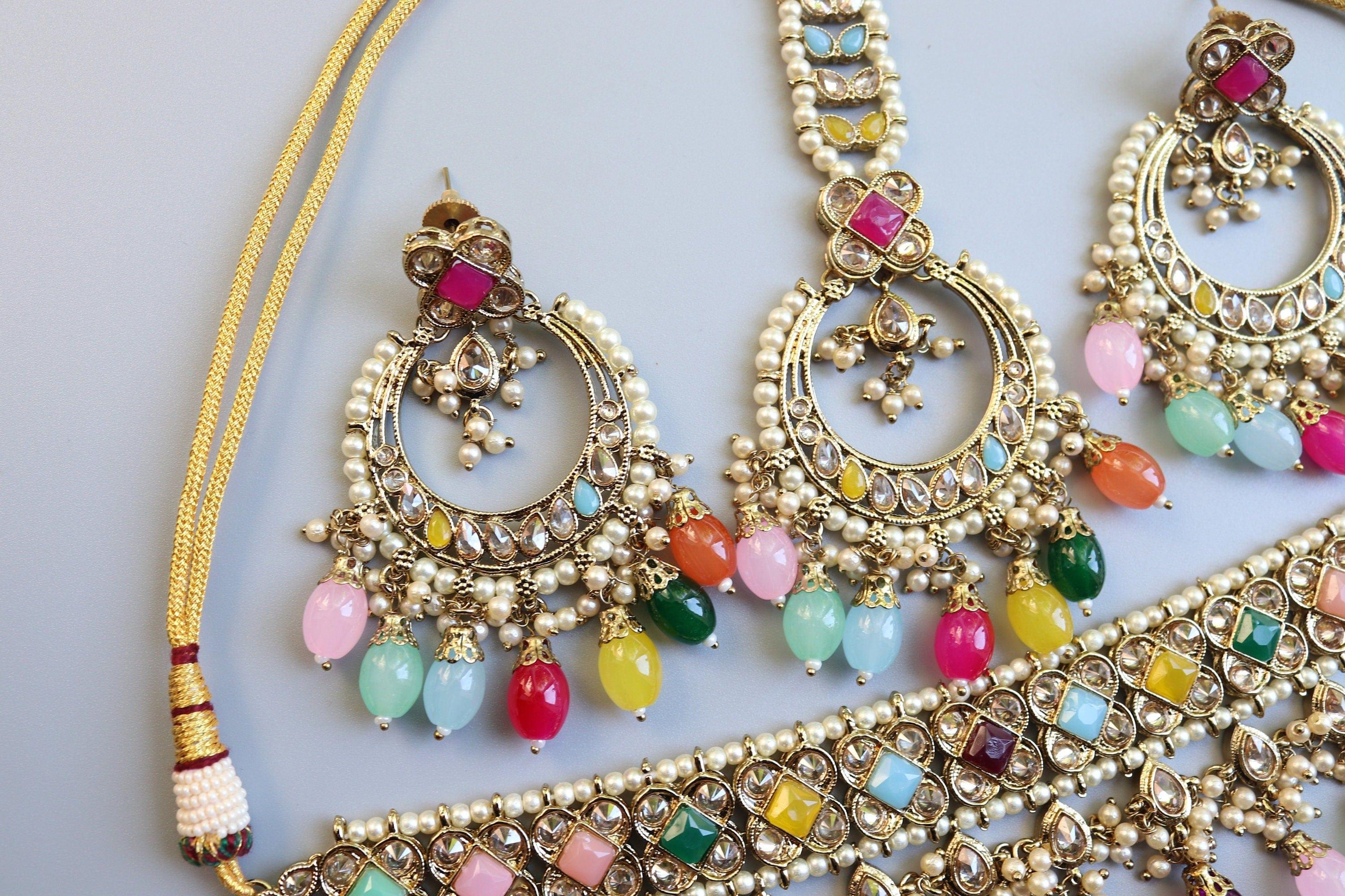 GlambyRivaaz Necklaces Ziva Multicolored Polki Choker Set