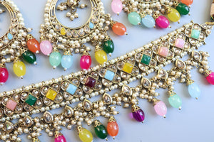 GlambyRivaaz Necklaces Ziva Multicolored Polki Choker Set