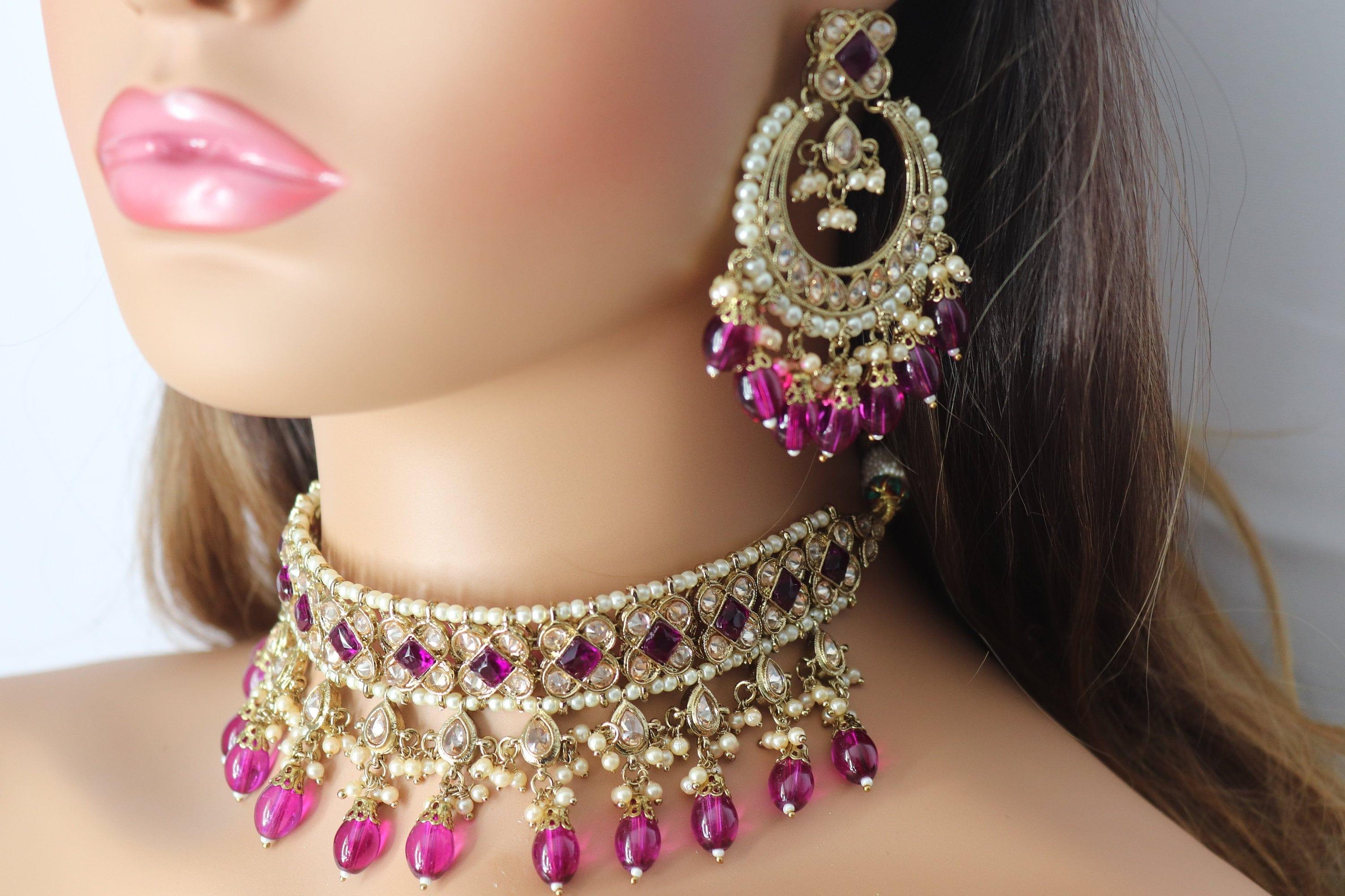 GlambyRivaaz Necklaces Ziva Purple Polki Choker Set