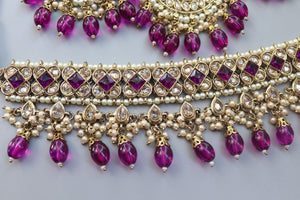 GlambyRivaaz Necklaces Ziva Purple Polki Choker Set