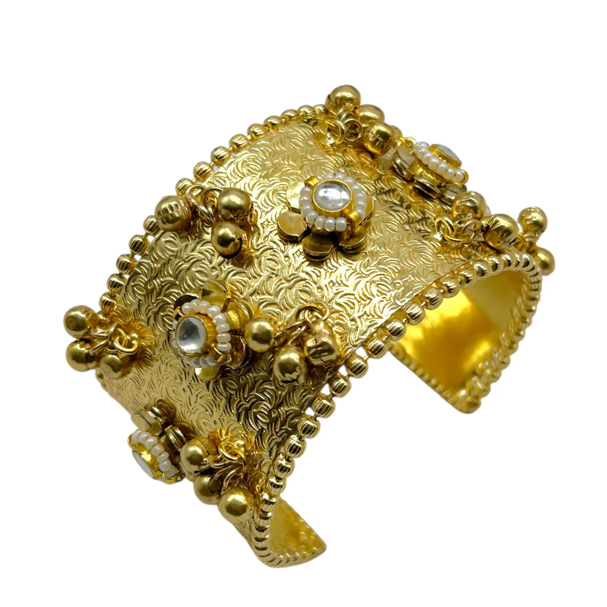 Gold Kundan Cuff Bracelet