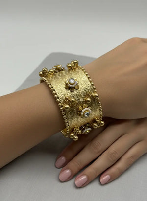 Gold Kundan Cuff Bracelet