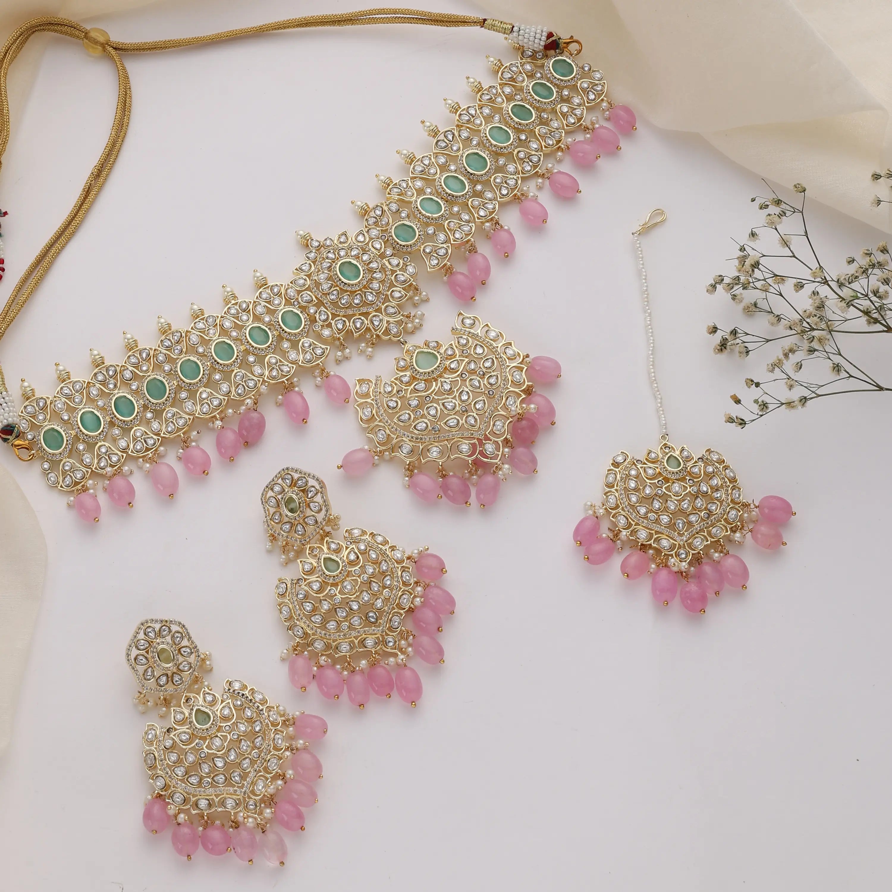 Gulnaaz Pink Kundan Set