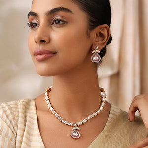 Gulzar Uncut Polki Pendant Necklace Set