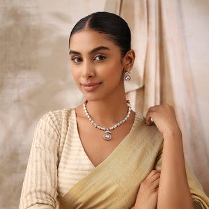Gulzar Uncut Polki Pendant Necklace Set