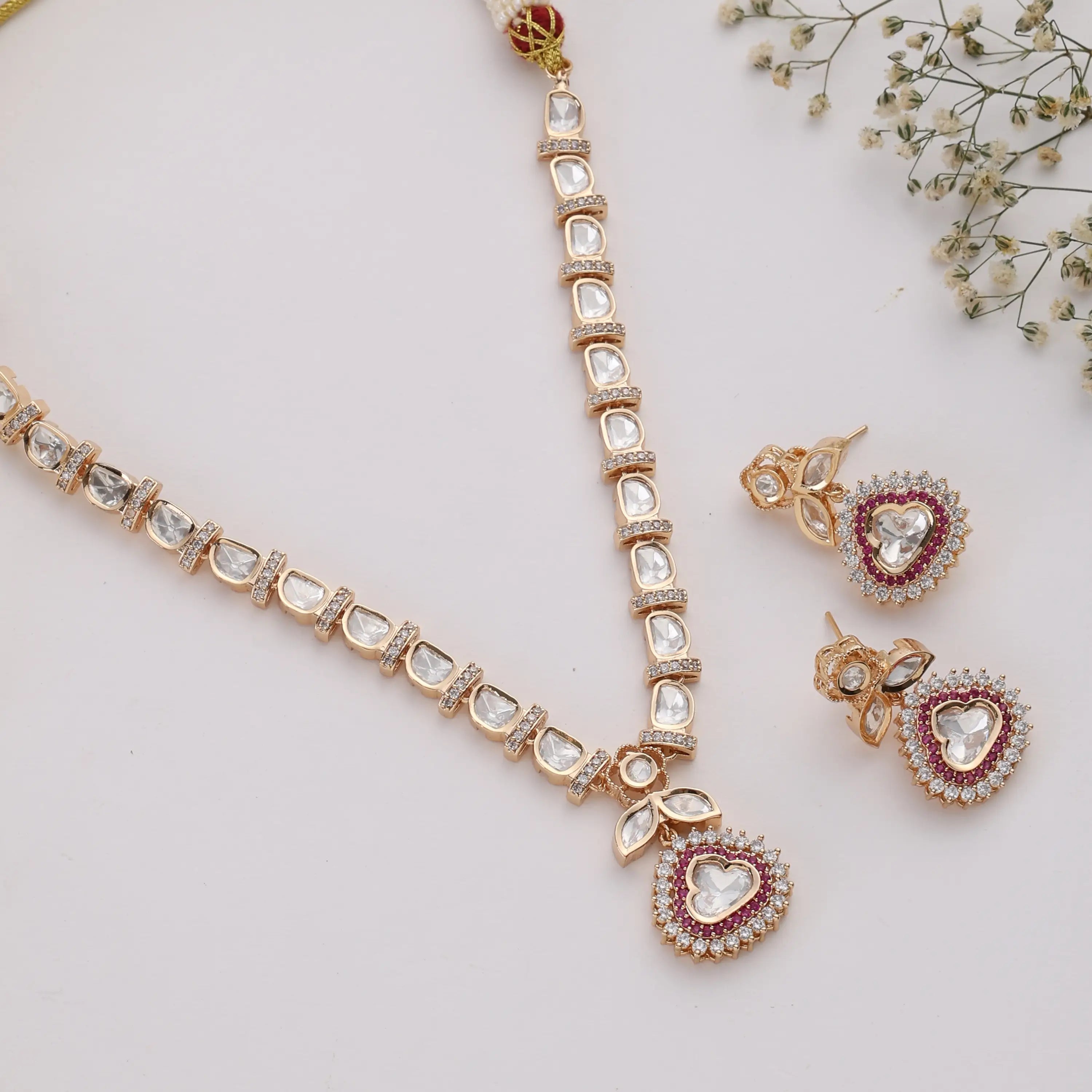 Gulzar Uncut Polki Pendant Necklace Set